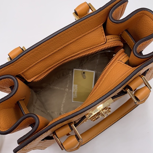 Michael Kors HAMILTON XSMALL  Snake Embossed SATCHEL CROSSBODY BAG CIDER COLOR - Picture 13 of 16